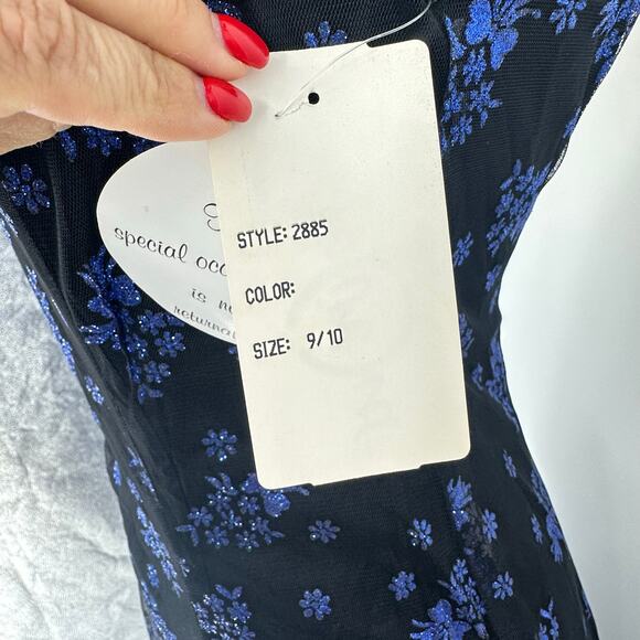 Vintage 90s Y2K Prom Fairy Goth Dress S Black Purple Glitter Floral Mesh Gown - Picture 7 of 13